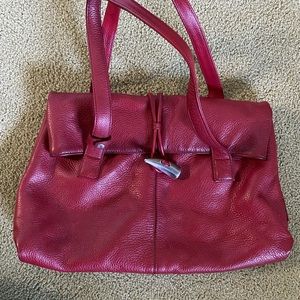 Genuine red leather vintage purse